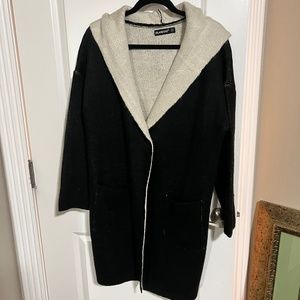 Black and cream sweater coat